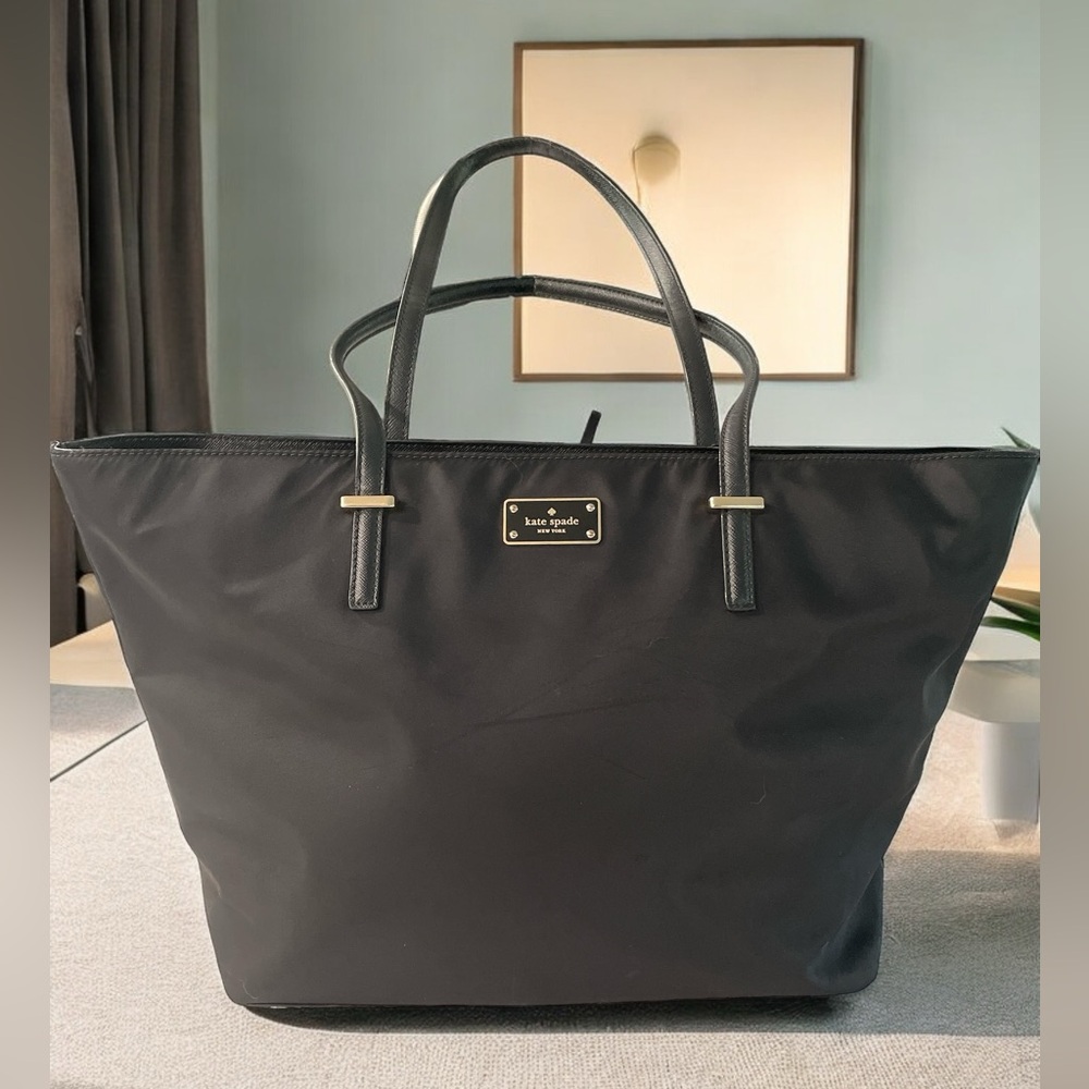 Kate Spade ♠️ Large Black Nylon Tote